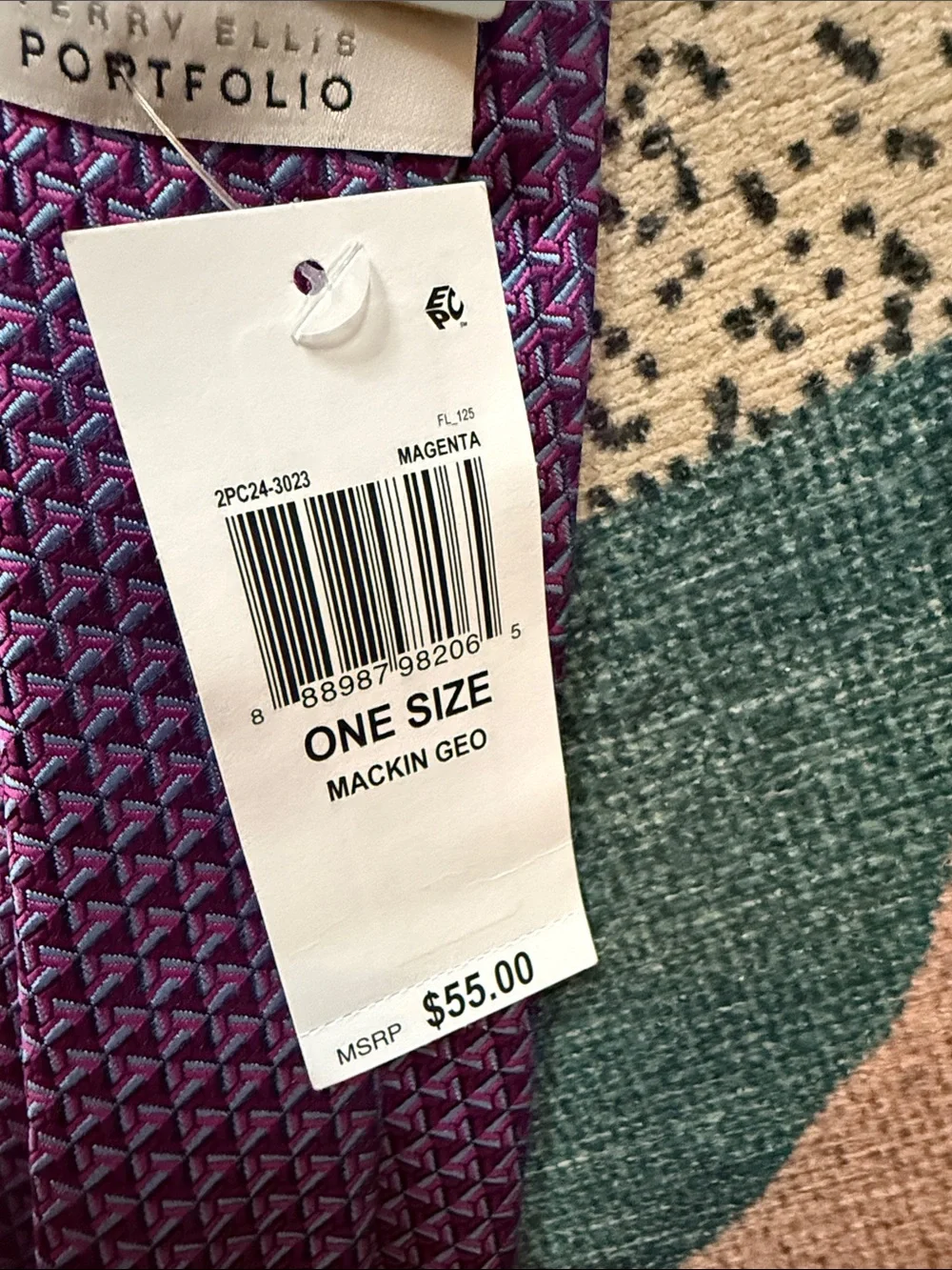 Perry Ellis Portfolio Purple Geometric Silk Tie